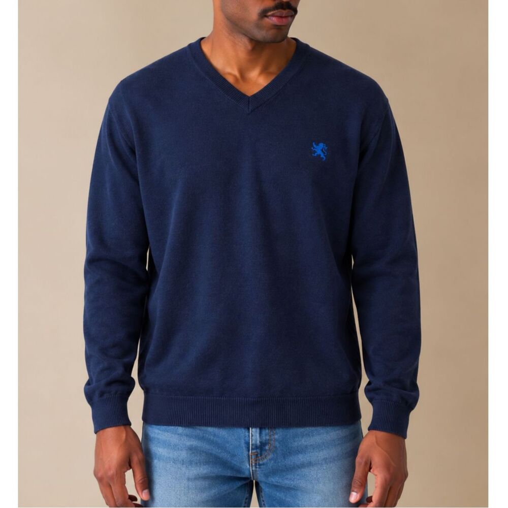 Express Men V neck Pullover Navy Blue Sweater Size Xl
